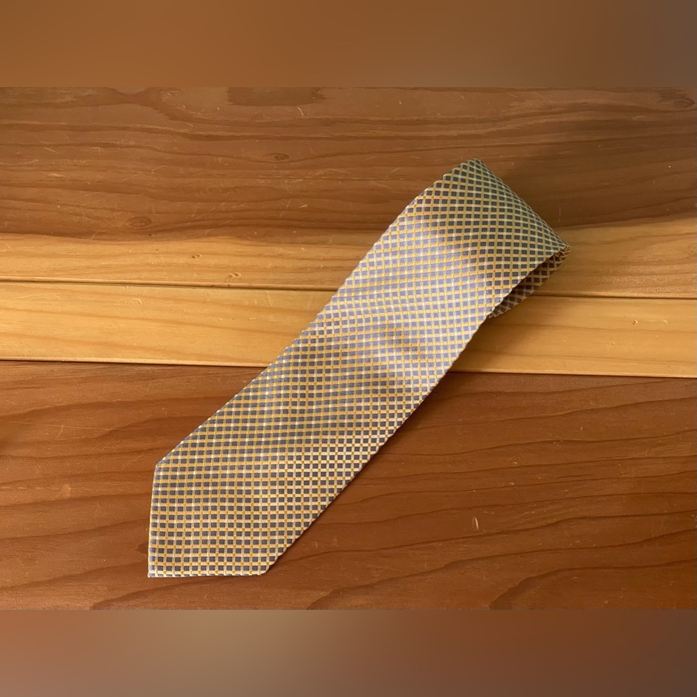 Burma Bibas 100% Silk Neck Tie Gold/Grey 58”